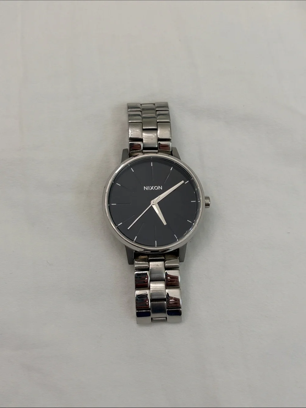 Nixon Silver and black Stainless Steel Watch